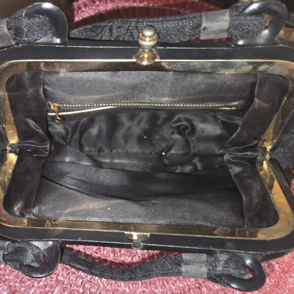 Rare 1940's Crown Lewis Vintage Brocade Frame Handbag - Picture 6 of 6